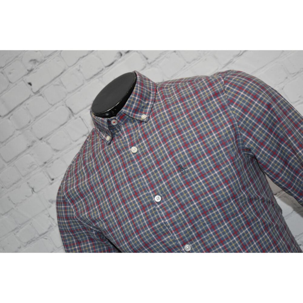 Original Penguin Munsingwear Dress Shirt Men Size Small Blue Red Plaid